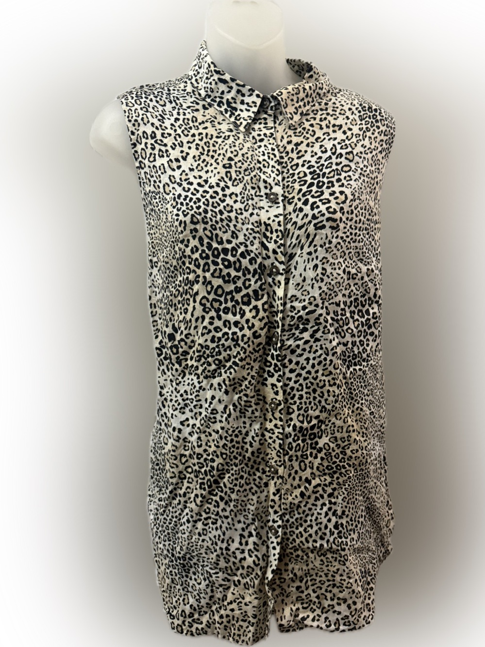 Chico's Sleeveless Leopard Button-Front Top - Black & White | Sz Chicos 2